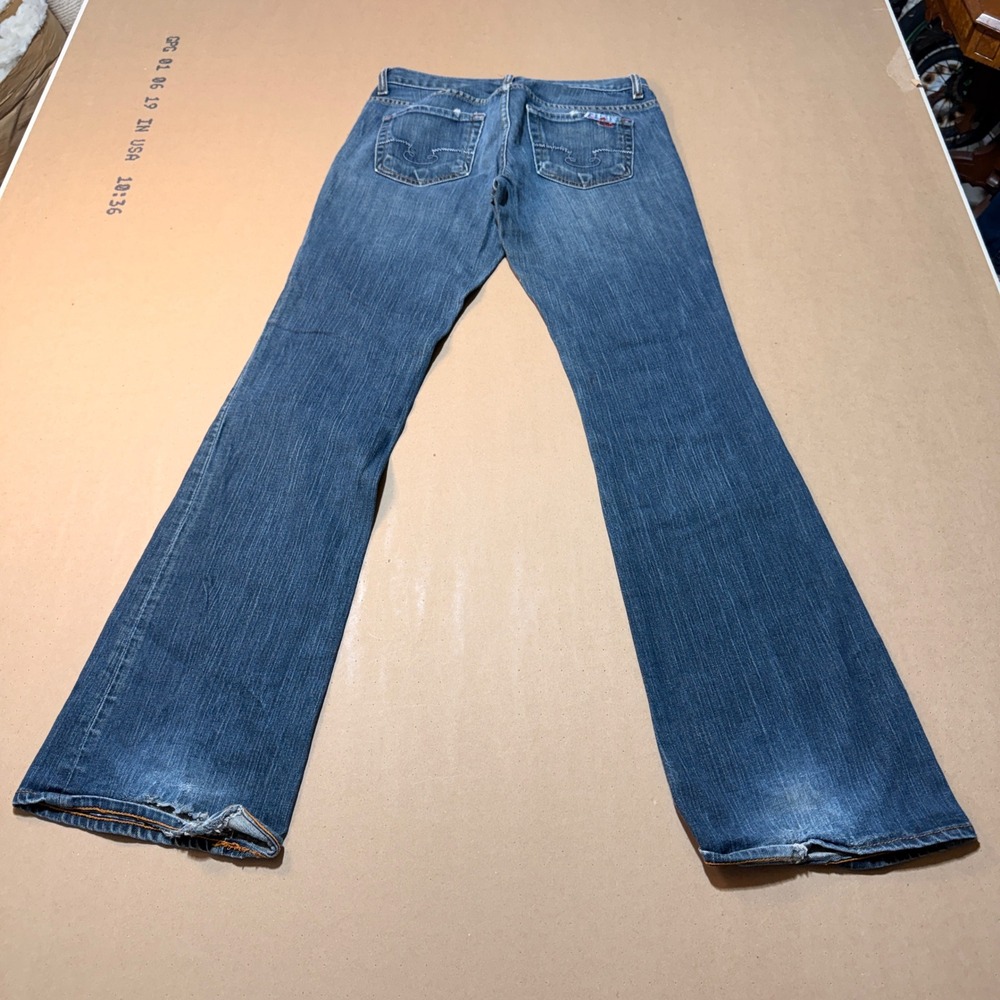 Y2K Cult of Individuality Flare Jeans 29 Blue Good Low Rise Distressed Hems